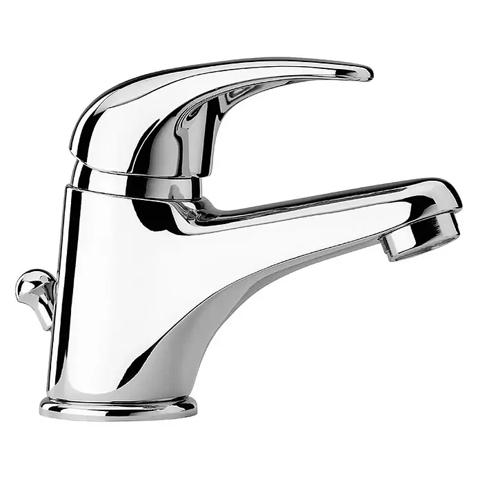 Kiamami Valentina Waschtischarmatur - Silber - Polierte Chrom-Einhebel-Waschtischarmatur mit gebogenem Auslauf und integrierter Zugstangenablaufgarnitur.
