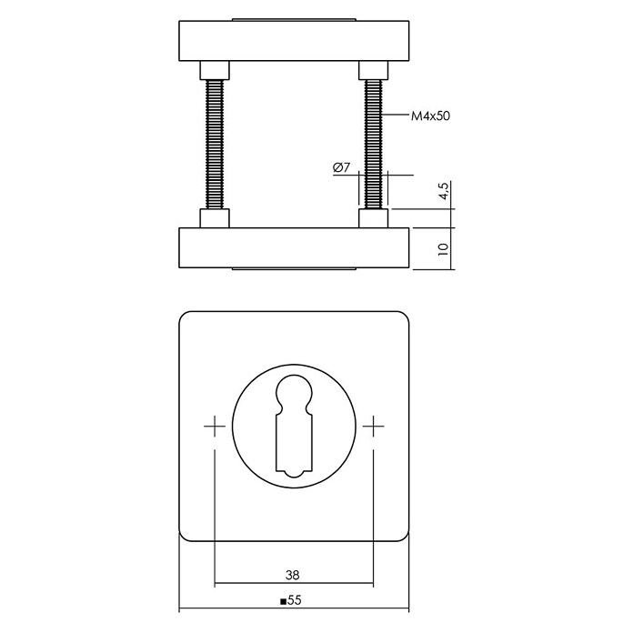 Intersteel Toiletdeurgarnituur (Zwart, Vierkant) | BAUHAUS