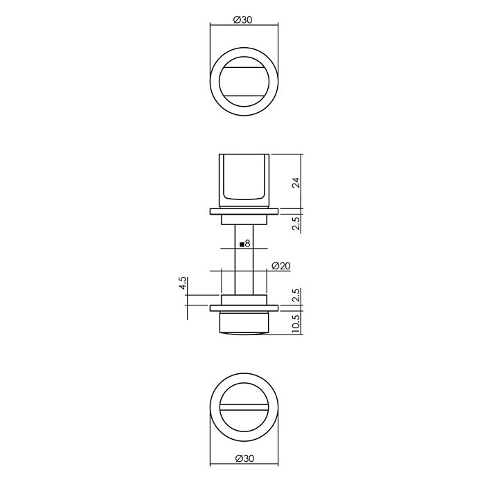 Intersteel Toiletdeurgarnituur (Rond, Roestvrij staal, Zwart) | BAUHAUS
