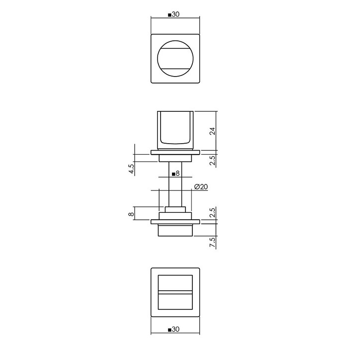 Intersteel Toiletdeurgarnituur (Vierkant, Roestvrij staal, Zwart) | BAUHAUS