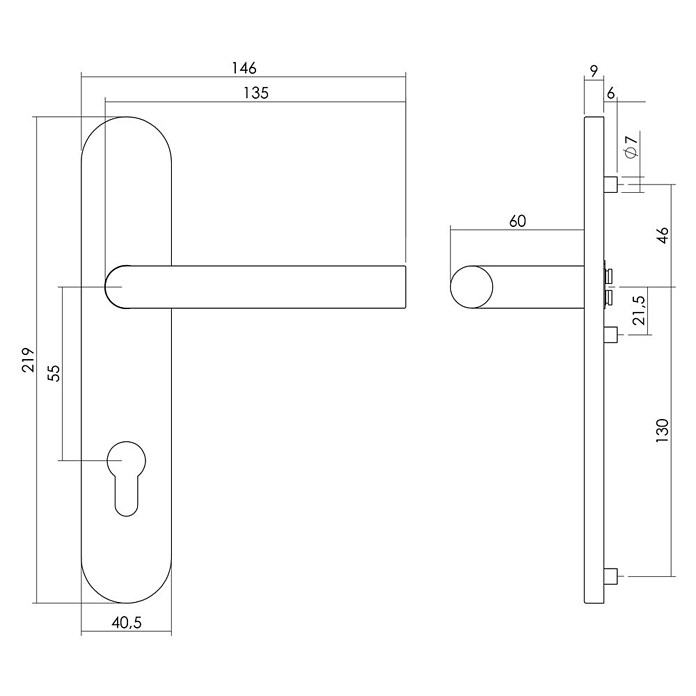 Intersteel Deurklink Jura (Roestvrij staal, Profielcilindergat) | BAUHAUS