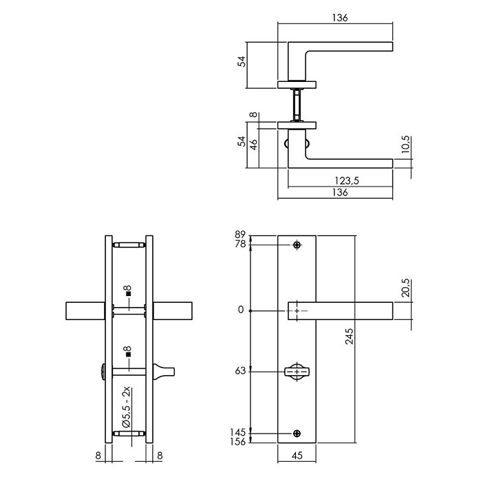 Intersteel Deurklink Hera (WC 63/8, Zwart) | BAUHAUS