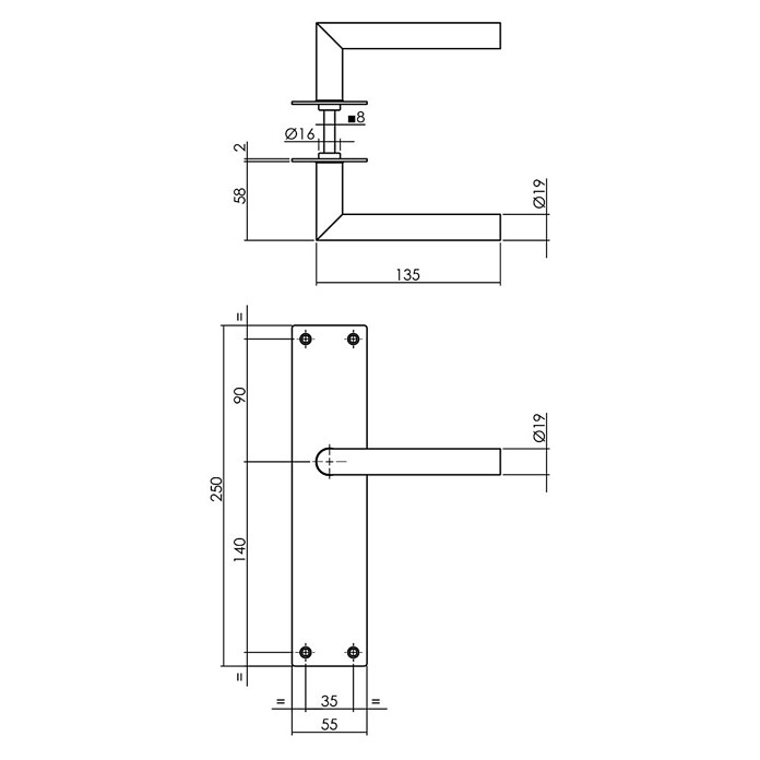 Intersteel Deurklink Jura (Roestvrij staal, Blind) | BAUHAUS