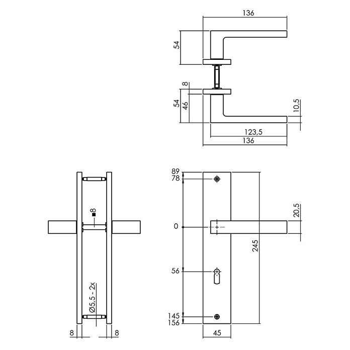 Intersteel Deurklink Hera (Sleutelgat, Zwart) | BAUHAUS