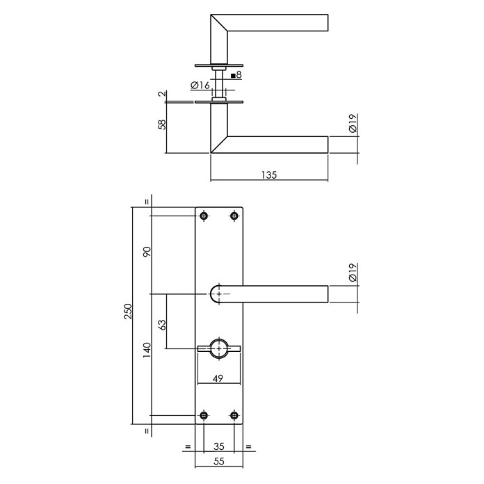 Intersteel Deurklink Jura (Roestvrij staal, WC 63/8) | BAUHAUS