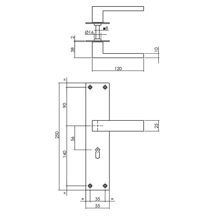Intersteel Deurklink Amsterdam (Roestvrij staal, Sleutelgat) | BAUHAUS