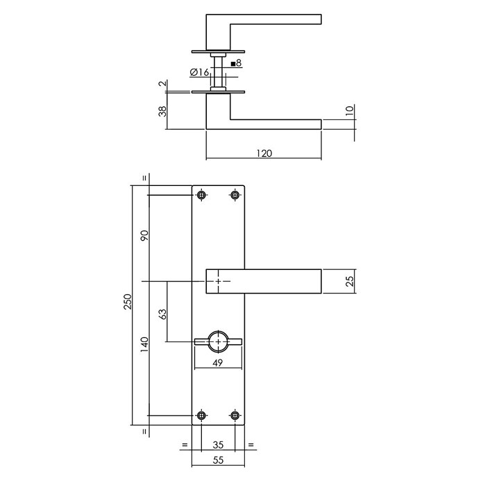 Intersteel Deurklink Amsterdam (Roestvrij staal, WC 63/8) | BAUHAUS