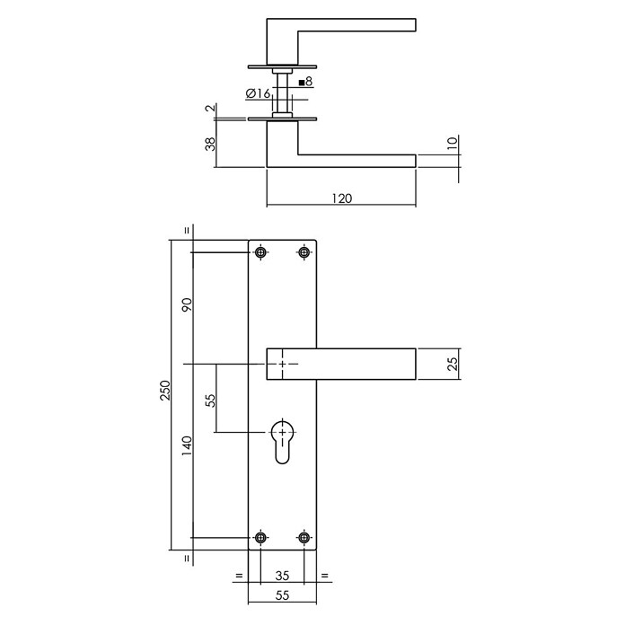 Intersteel Deurklink Amsterdam (Roestvrij staal, Profielcilindergat) | BAUHAUS