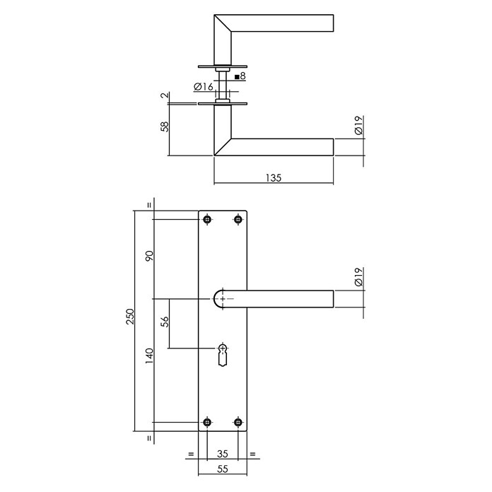 Intersteel Deurklink Jura (Roestvrij staal, Sleutelgat) | BAUHAUS