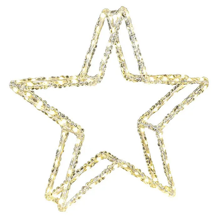 Konstsmide LED-Stern - 40 cm, Lichtfarbe: Warmweiß, IP44, Netzbetrieben - Leuchtender sternförmiger Weihnachtsschmuck aus klarem Schlauch mit warmweißen LED-Lichtern.