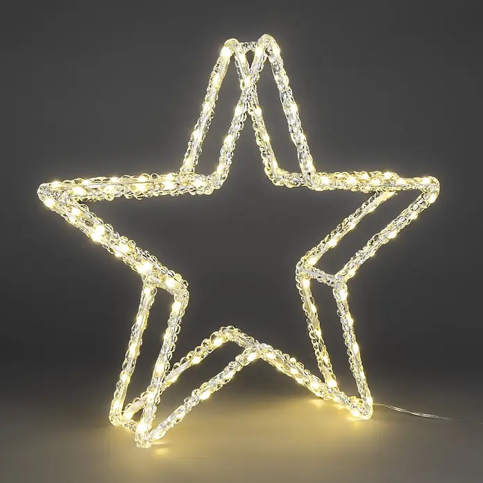 Konstsmide LED-Stern - 40 cm, Lichtfarbe: Warmweiß, IP44, Netzbetrieben - Beleuchtete sternförmige LED-Dekoration mit klarem, texturiertem Schlauch und warmweißen Lichtern.