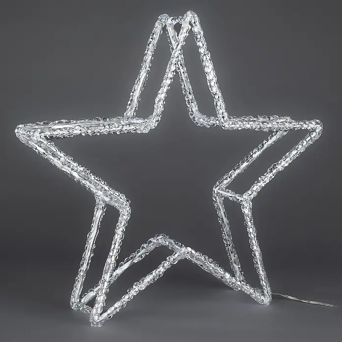 Konstsmide LED-Stern - 40 cm, Lichtfarbe: Warmweiß, IP44, Netzbetrieben - Klare, strukturierte sternförmige LED-Lichtdekoration mit integriertem Kabel.