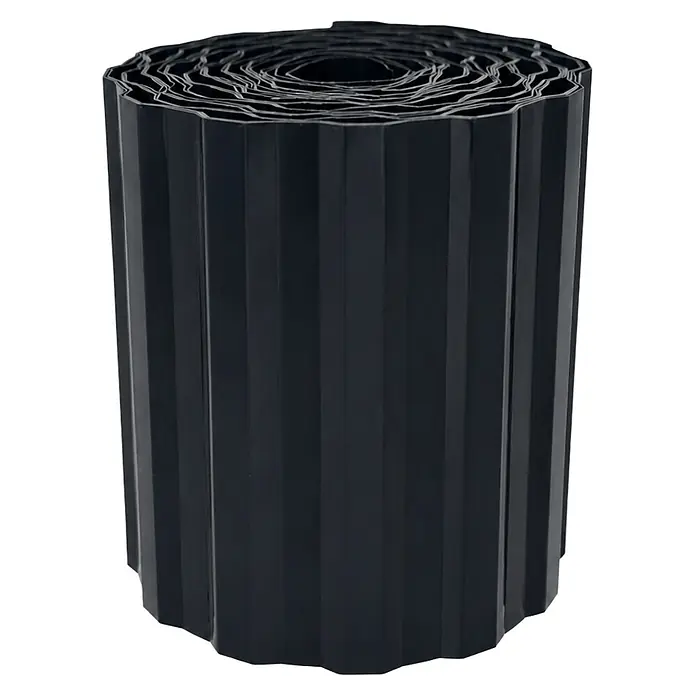 Gardol Rasenkante - Anthrazit, 9 m x 15 cm - Dunkelgraue gewellte Rasenkantenrolle.