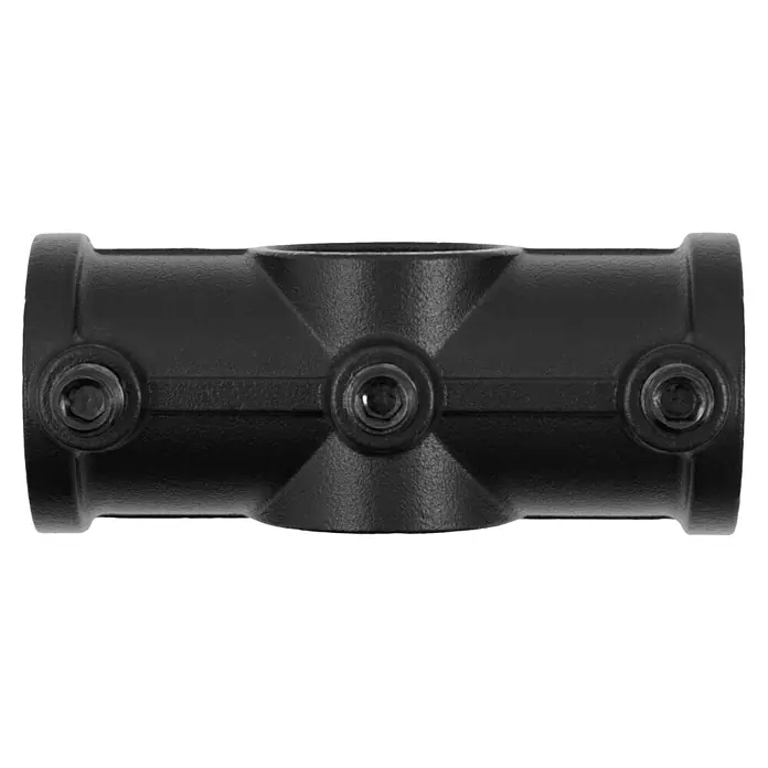 Walteco Rusticline Rohrverlängerungsstück RT-73, 4-WEGE-KREUZSTK 3/4" - Aluminium - Schwarzes T-förmiges Metallrohrverbindungsstück mit drei Innensechskantschrauben zur Verbindung dreier Rohre.