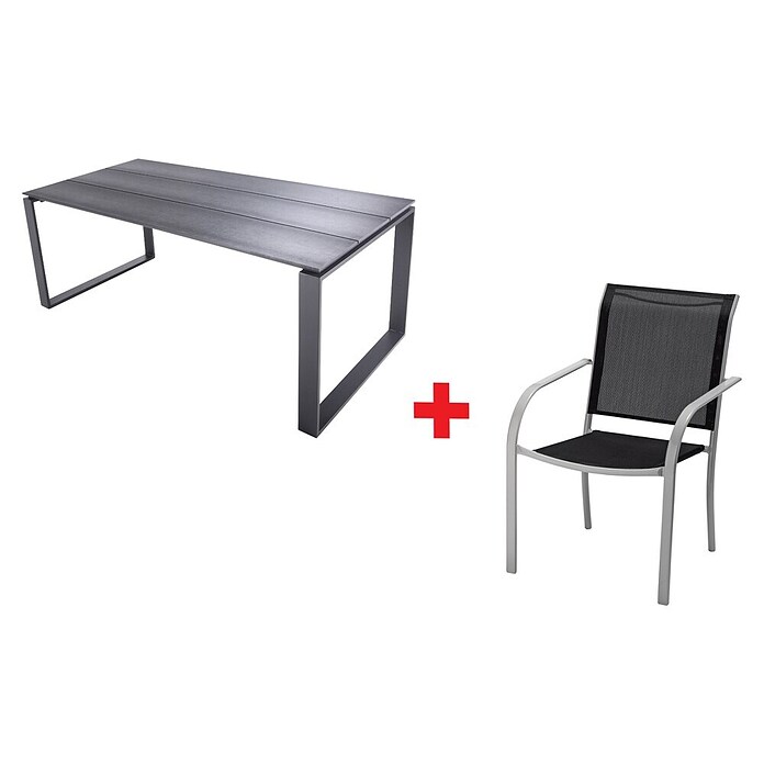 Set vrtnog namještaja Devon/Amy  (7 -dij., Antracit, srebrna, crna) | BAUHAUS