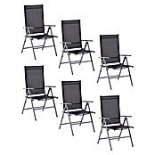 Set vrtnih stolica Amy  (6 Kom., S podesivim naslonom za leđa, Crna, srebrna) | BAUHAUS