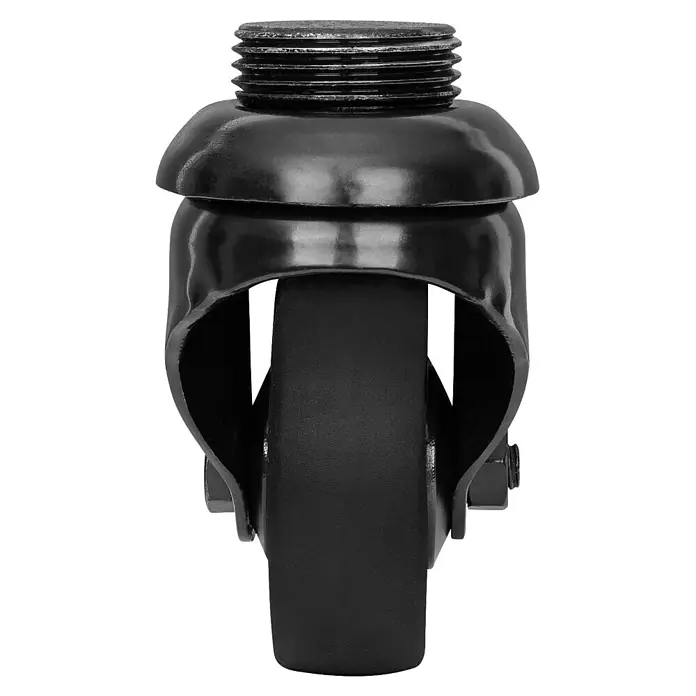 Walteco Rusticline Design-Lenkrolle RT-59, für Hartböden Ø50mm,TL50KG - Schwarz - Schwarze Lenkrolle mit Gewindespindel für Möbel oder Geräte.