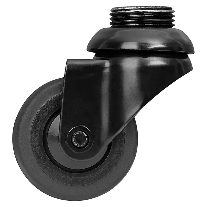 Walteco Rusticline Design-Lenkrolle RT-60, für Hartböden Ø50mm,TL50KG - Schwarz - Schwarze Lenkrolle mit Gewindebolzen zur einfachen Montage, für Möbel und Geräte.