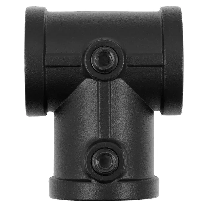 Walteco Rusticline T-Stück RT-70, 3/4" - Durchmesser: 25 mm, Aluminium - Schwarzes T-förmiges Rohrverbindungsstück mit strukturierter Oberfläche und zwei Sechskantschrauben zur sicheren Rohrverbindung.
