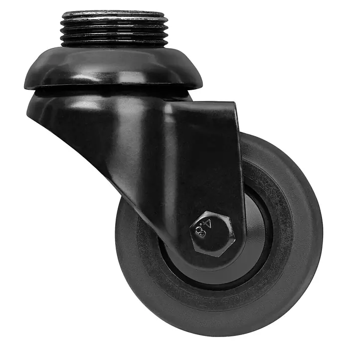 Walteco Rusticline Design-Lenkrolle RT-60, für Hartböden Ø50mm,TL50KG - Schwarz - Schwarze Lenkrolle mit Gewindespindel und dunkelgrauem, strapazierfähigem Rad.