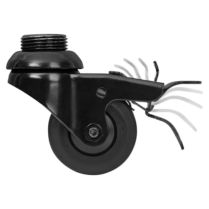 Walteco Rusticline Design-Lenkrolle RT-59, für Hartböden Ø50mm,TL50KG - Schwarz - Schwarze Möbelrolle mit Gewindestift und seitlichem Bremshebel.