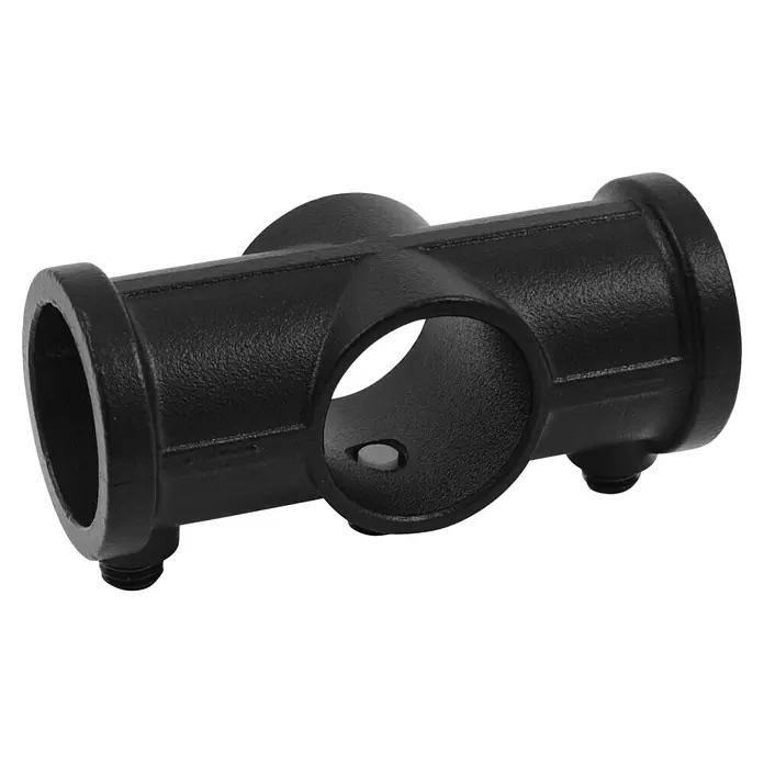 Walteco Rusticline Rohrverlängerungsstück RT-73, 4-WEGE-KREUZSTK 3/4" - Aluminium - Schwarzes, strukturiertes Vierweg-Rohrverbindungsstück mit Madenschrauben.