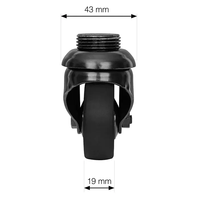 Walteco Rusticline Design-Lenkrolle RT-59, für Hartböden Ø50mm,TL50KG - Schwarz - Schwarze Lenkrolle mit Gewindestift.