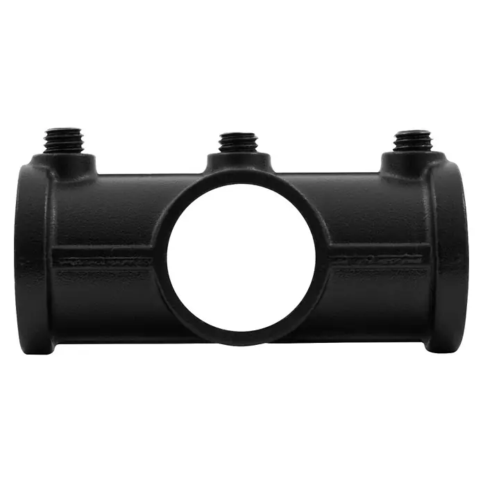 Walteco Rusticline Rohrverlängerungsstück RT-73, 4-WEGE-KREUZSTK 3/4" - Aluminium - Schwarze, strukturierte Rohrschelle/-sattel mit drei Gewindeanschlüssen zum Abzweigen oder Verbinden von Rohren.