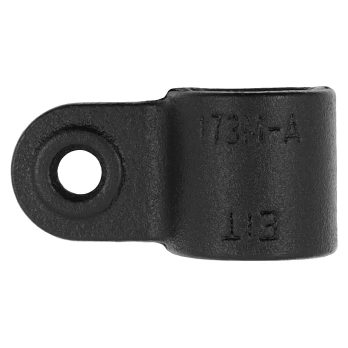 Walteco Rusticline Träger RT-74, 3/4" - Schwarz - Schwarzes, texturiertes Metall-Rohrschellenbauteil mit integrierter Öse zur sicheren Rohrbefestigung.