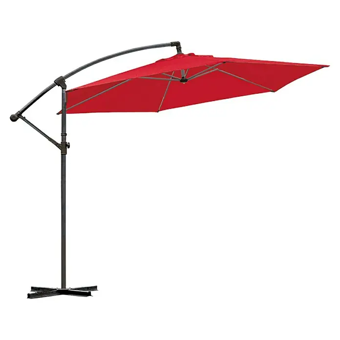 Sunfun Ampelschirm Toscana - Chili, Durchmesser Bespannung: 300 cm - Roter Sonnenschirm mit schwarzem Metallgestell für den Garten oder die Terrasse, der Schatten und Schutz vor der Sonne bietet.