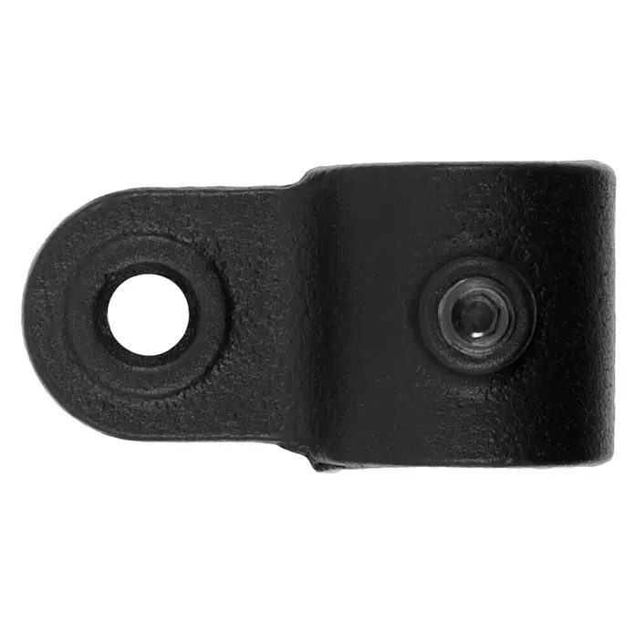 Walteco Rusticline Träger RT-74, 3/4" - Schwarz - Schwarze, texturierte Metall-Rohrschelle/Verbinder mit zentralem Loch und Sechskantschraube.