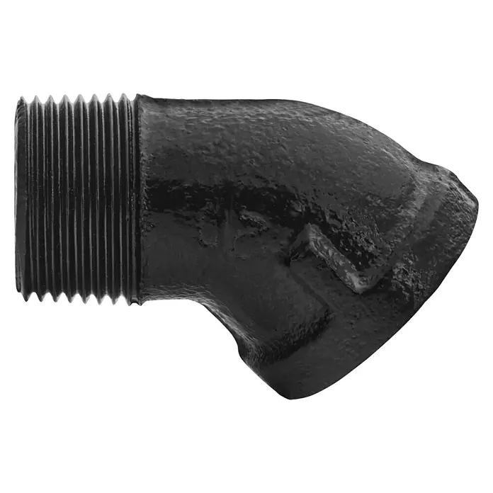 Walteco Rusticline Schraubwinkel RT-79, 3/4", 45° - Durchmesser: 25 mm, Metall, Schwarz - Schwarzes Gewinderohr-Winkelstück aus Gusseisen.