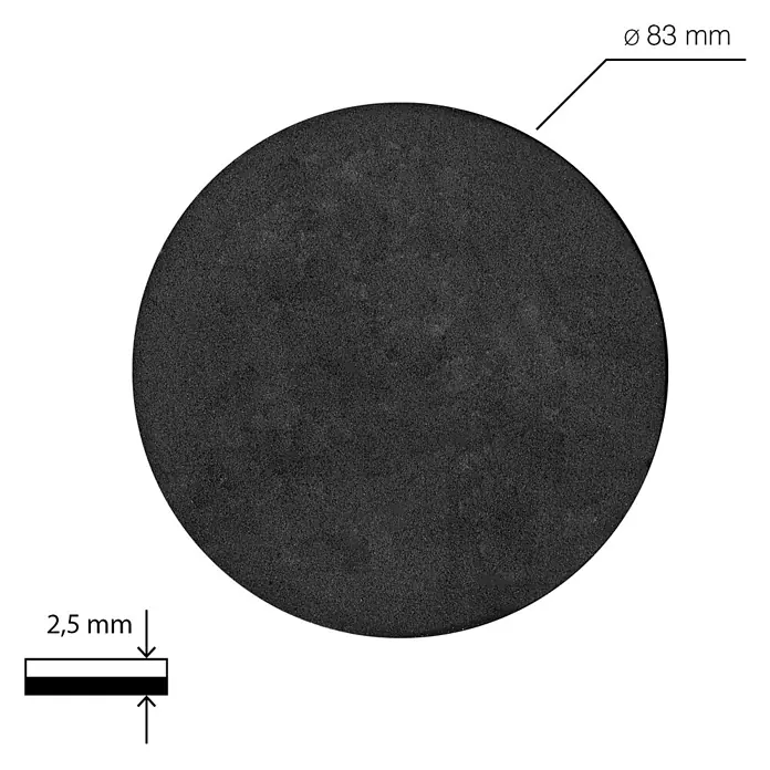 Walteco Rusticline Anti-Rutsch-Pad RT-61, Ø83mm,4STK - Durchmesser: 83 mm, Schwarz, Kleben, 4 Stk. - Schwarze runde Matte mit 83 mm Durchmesser und 2,5 mm Dicke.