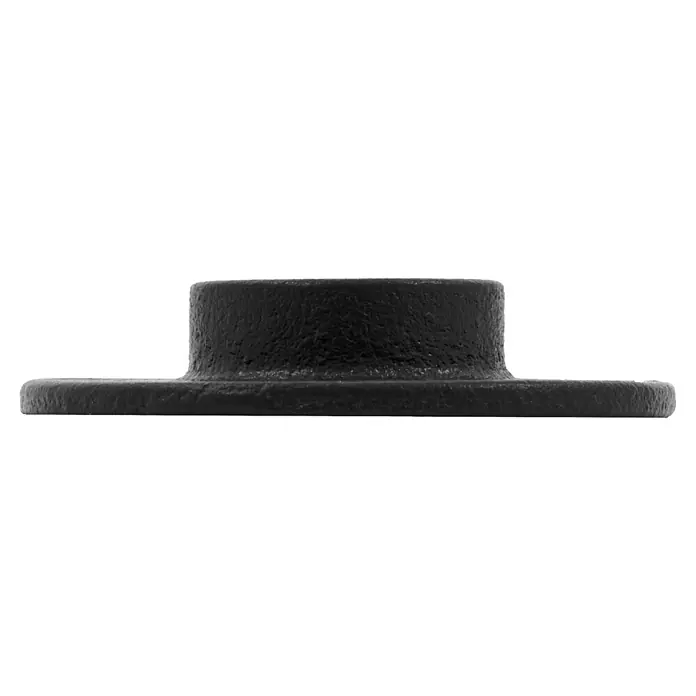 Walteco Rusticline Flanschplatte RT-64, 3/4" - Durchmesser: 70 mm, Stahl, Schwarz - Schwarze, stark texturierte zylindrische Basis oder Ständer, vermutlich aus Gusseisen.