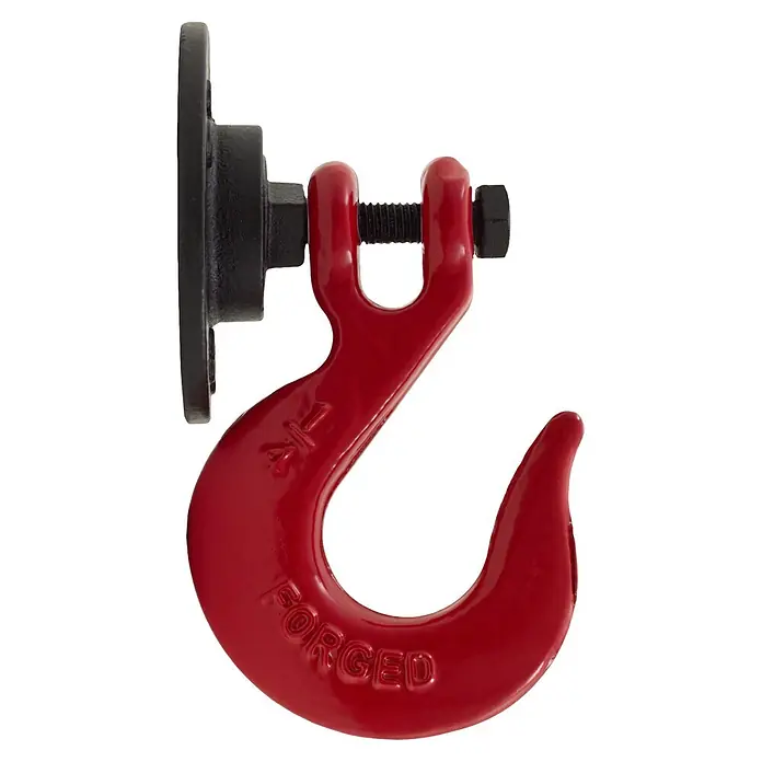 Walteco Rusticline Wandhaken RT-77, 3/4" - Metall, Schwarz/Rot - Roter, geschmiedeter Hebehaken mit schwarzer Montageplatte und Schraube.