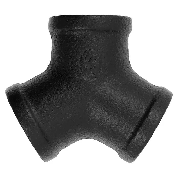 Walteco Rusticline Y-Stück RT-67, 3/4" - Metall, Schwarz - Schwarzes Gusseisen Y-Stück für Sanitärinstallationen, verbindet drei Rohre.