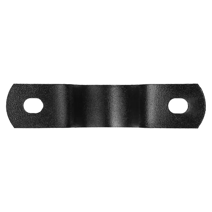 Walteco Rusticline Klammer RT-47 - Stahl - Schwarze, strukturierte, gebogene Metallklemme mit zwei runden Befestigungslöchern.