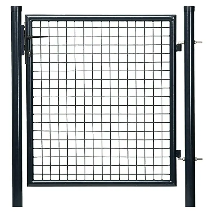 Zauntor - 100 x 100 cm, Anthrazit, Metall - Ein robustes Gartentor aus Metall mit Drahtgitterfüllung und stabilem Rahmen, ideal für den sicheren Zugang zum Garten.