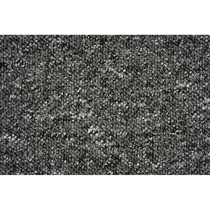 Bricoflor Teppichboden Meterware Muster, Schlinge gemustert, dunkel-grau anthrazit - Breite: 400 cm, Schlinge, 100 % Polypropylen (PP), dunkel-grau anthrazit - Nahaufnahme eines grauen, melierten Schlingenteppichs, ideal für strapazierfähige Böden.