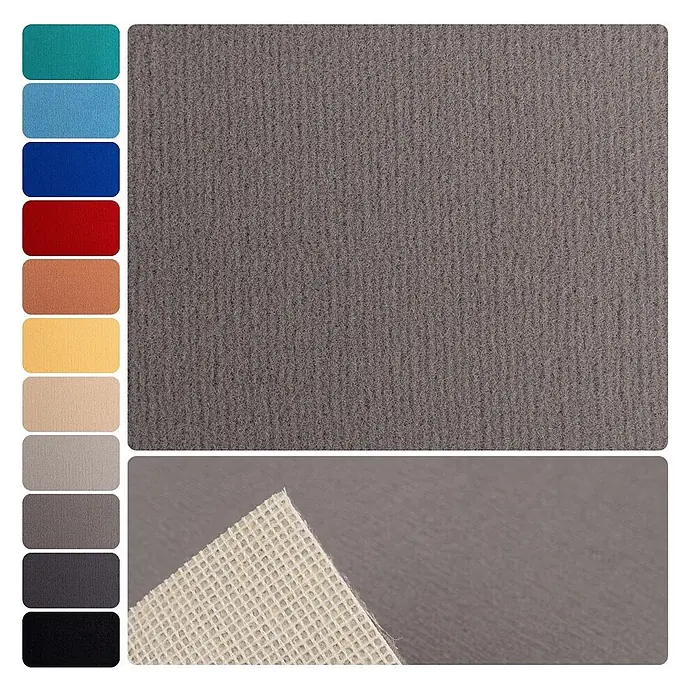 Bricoflor Teppichboden Meterware 6x4m, Velours uni, grau - Velours, 100 % Polyamid (PA), grau - Grauer gerippter Teppich/Matte mit rutschfester Unterseite, in verschiedenen Farben erhältlich.