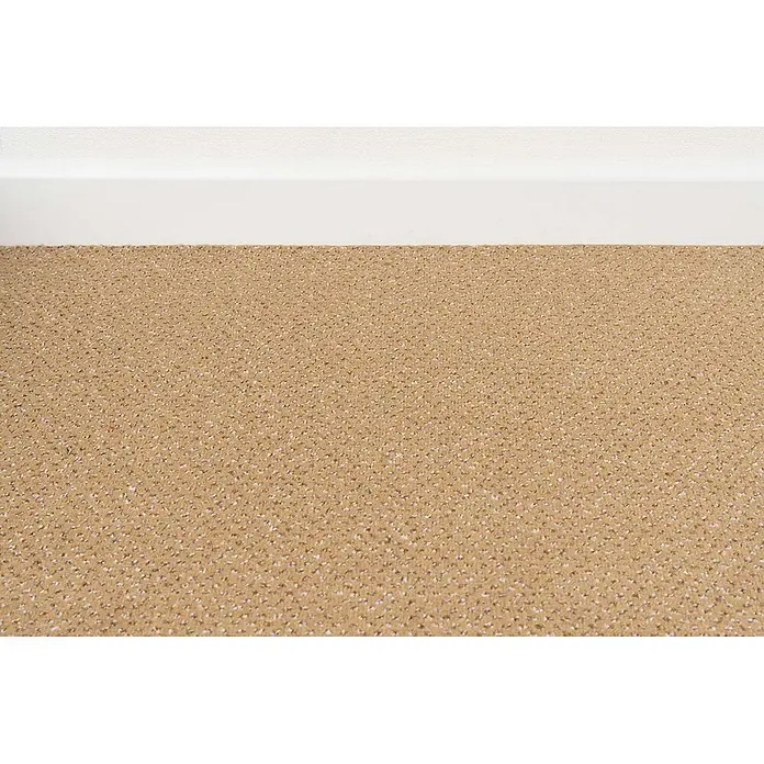 Bricoflor Teppichboden Meterware Velours gemustert, beige braun, 850 x 400 cm - Breite: 400 cm, Velours, 100 % Polyamid (PA), beige braun - Hellbrauner, gesprenkelter Teppich mit texturierter Oberfläche, als Bodenbelag verlegt.