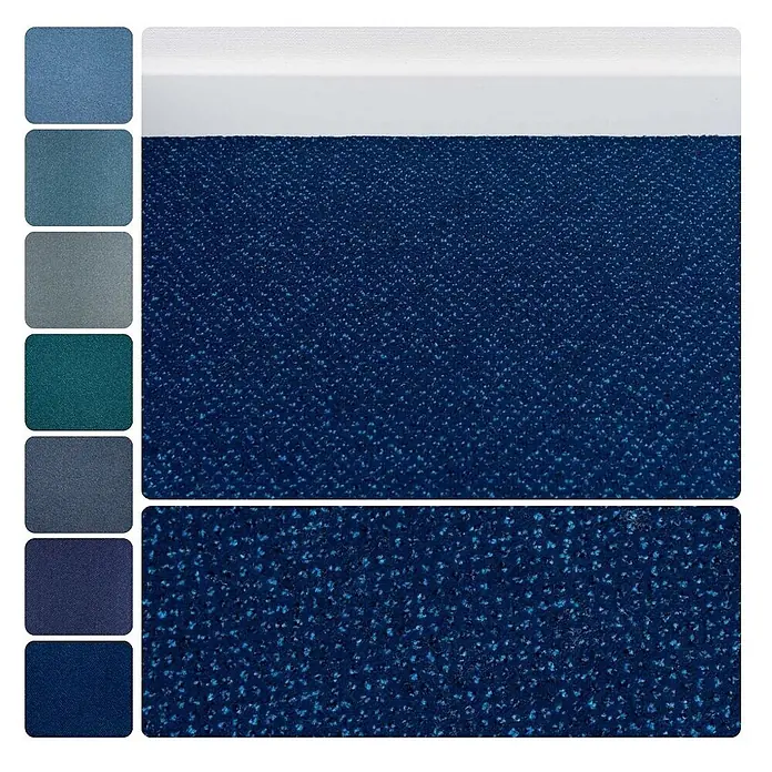 Bricoflor Teppichboden Meterware 4,5x4m, Velours gemustert, dunkel-blau blau - Velours, 100 % Polyamid (PA), dunkel-blau blau - Dunkelblaues strukturiertes Stoffmuster mit hellblauen Sprenkeln.
