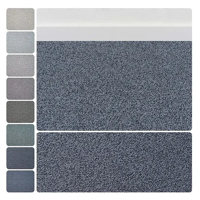 Bricoflor Teppichboden Meterware 6x5m, Schlinge meliert, dunkel-grau - Schlinge, 100 % Polyamid (PA), dunkel-grau - Strukturierter blau-grauer Teppich mit Farbmuster in verschiedenen Grau- und Blautönen, als Bodenbelag geeignet.
