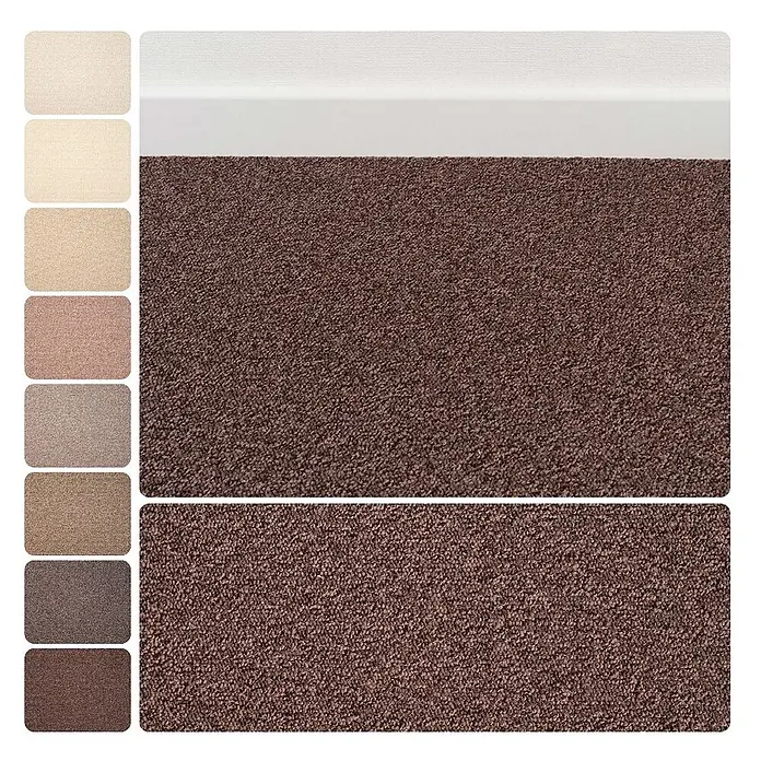 Bricoflor Teppichboden Meterware 2,5x4m, Schlinge meliert, dunkel-braun - Schlinge, 100 % Polyamid (PA), dunkel-braun - Strukturierter brauner Teppichboden mit einer Auswahl neutraler Farbmuster.