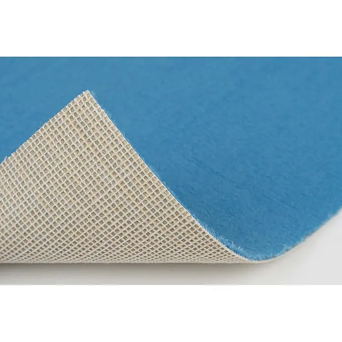 Bricoflor Teppichboden Meterware 5x4m, Velours uni, hell-blau - Velours, 100 % Polyamid (PA), hell-blau - Blauer Teppich mit sichtbarer strukturierter Anti-Rutsch-Unterseite.