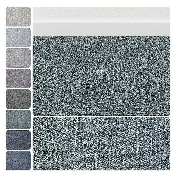 Bricoflor Teppichboden Meterware 6,5x4m, Schlinge meliert, grau blau - Schlinge, 100 % Polyamid (PA), grau blau - Strukturierter blau-grauer Kurzflor-Teppich mit mehreren Farboptionen als Muster.