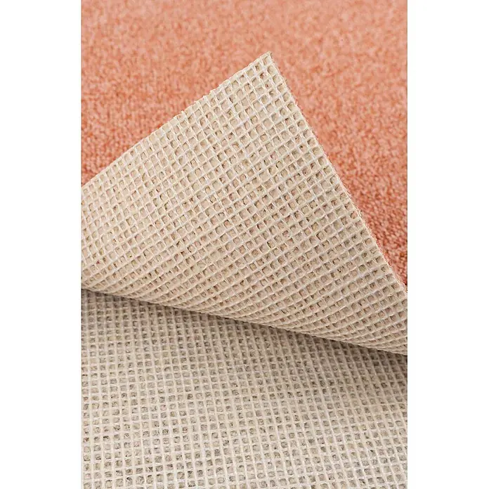 Bricoflor Teppichboden Meterware Schlinge meliert, orange terra, 700 x 400 cm - Breite: 400 cm, Schlinge, 100 % Polyamid (PA), orange terra - Oranger Teppich mit sichtbarer, heller, gitterartiger Anti-Rutsch-Unterseite.