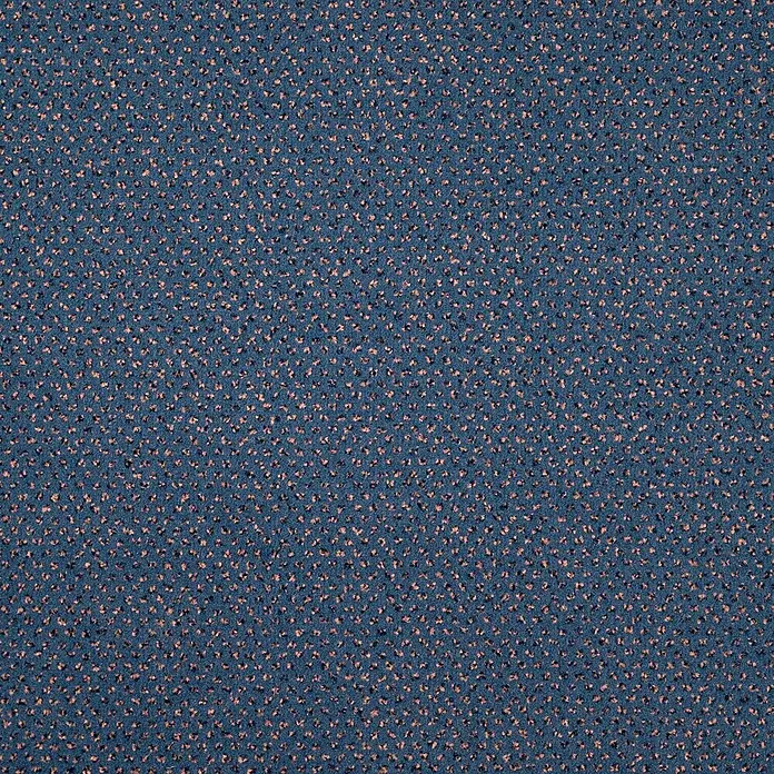 Bricoflor Teppichboden Meterware 8,5x4m, Velours gemustert, dunkel-blau grau - Velours, 100 % Polyamid (PA), dunkel-blau grau - Strukturierter blauer Stoff mit orangefarbenen und schwarzen Sprenkeln, geeignet für Polstermöbel oder Teppiche.