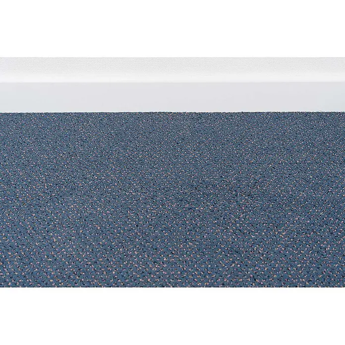 Bricoflor Teppichboden Meterware 8,5x4m, Velours gemustert, dunkel-blau grau - Velours, 100 % Polyamid (PA), dunkel-blau grau - Blauer, strukturierter Teppich mit hellbraunen Sprenkeln.
