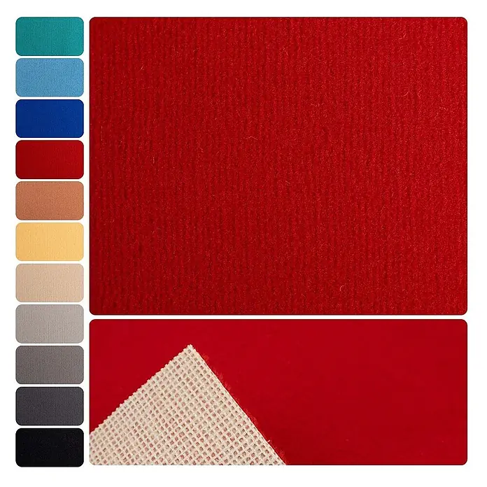 Bricoflor Teppichboden Meterware 6,5x4m, Velours uni, rot - Velours, 100 % Polyamid (PA), rot - Roter Filzteppich mit strukturierter Oberfläche und rutschfester Unterseite.